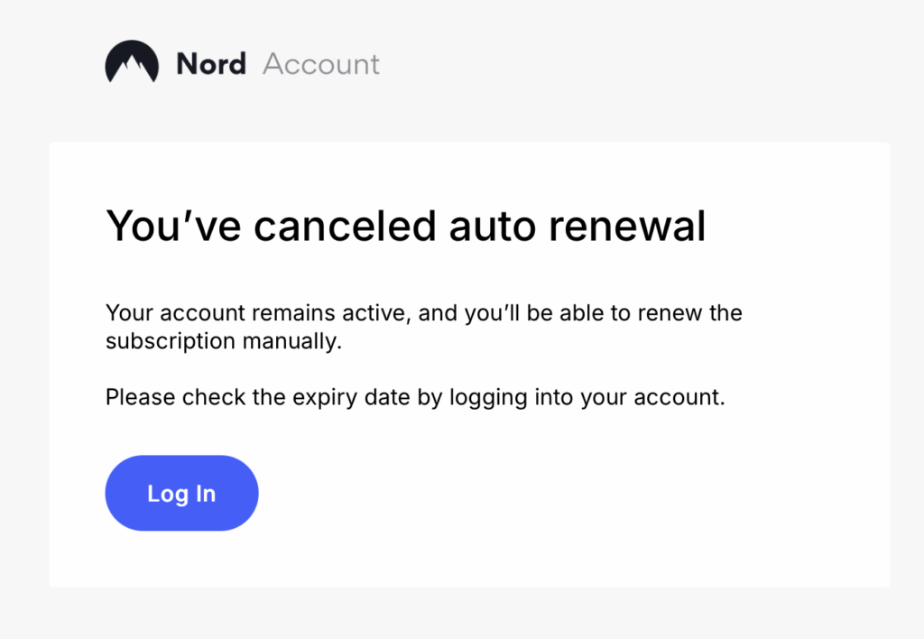 自動更新キャンセル確認メール