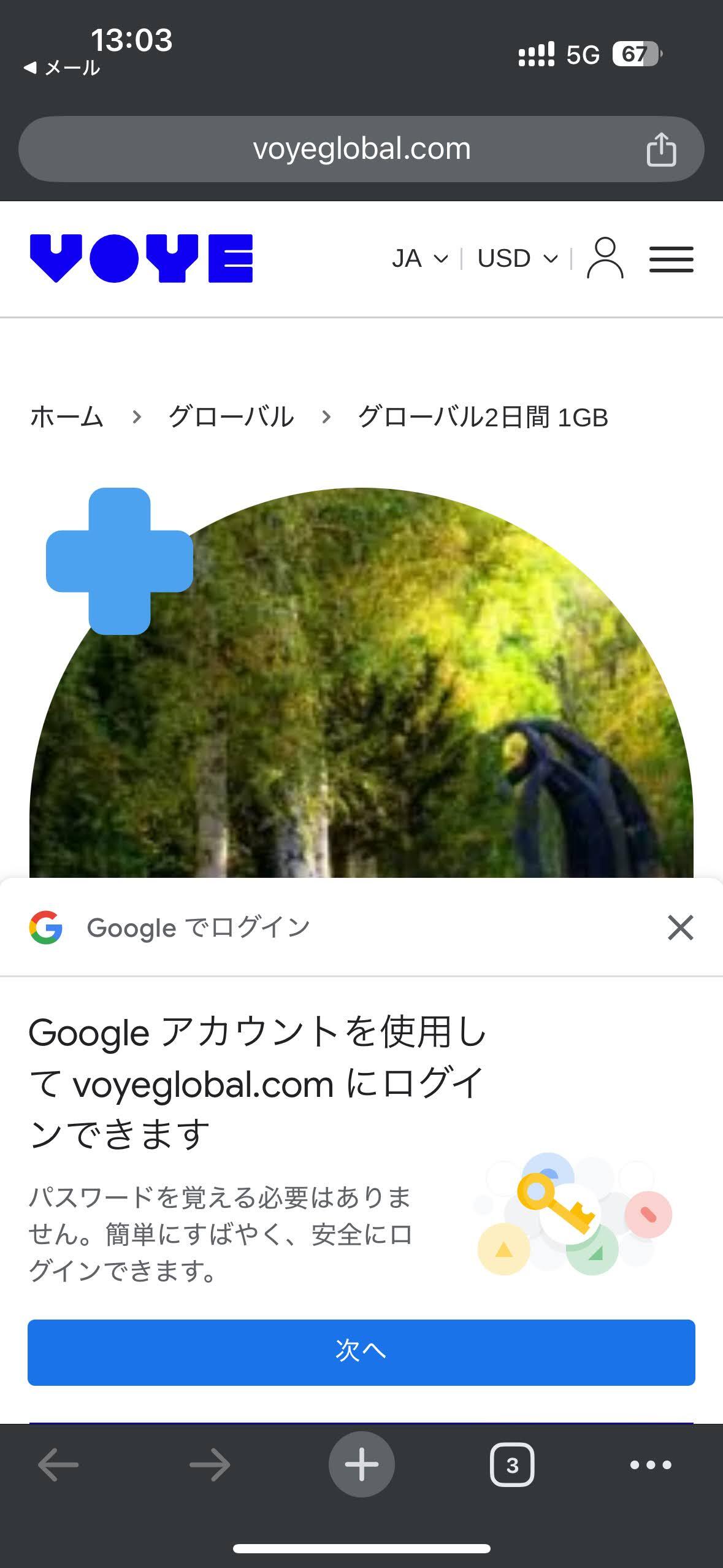 Voye Global のアカウント作成画面