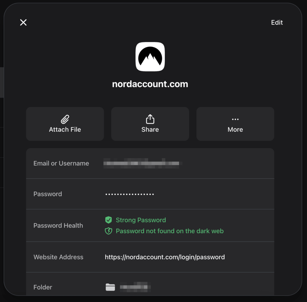 NordPassのパスワド管理画面のイメージ図