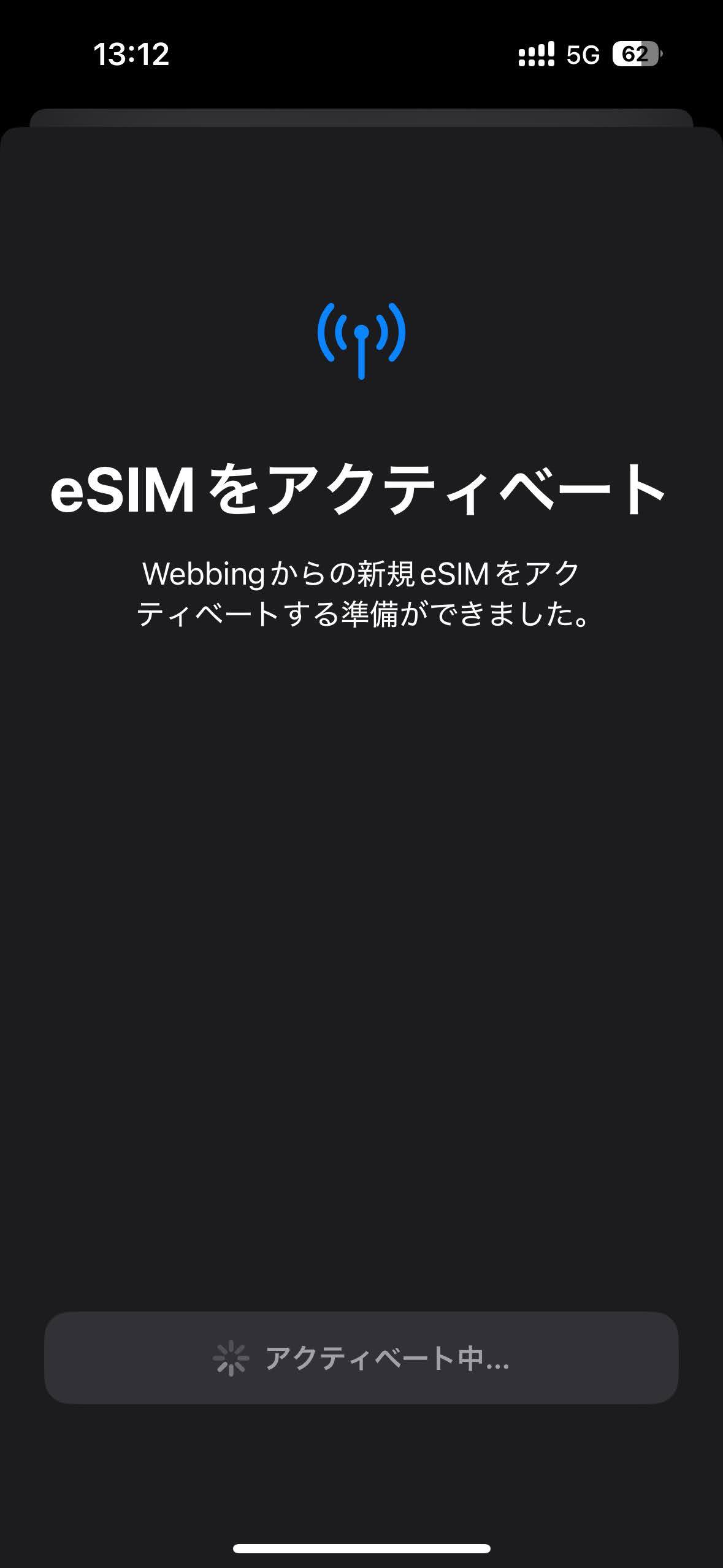 Voye Global eSIMアクティベート画面