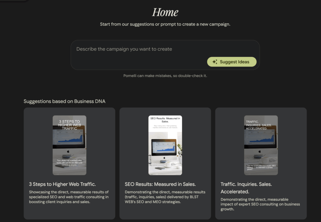 Pomelliが生成したキャンペーンアイディア
