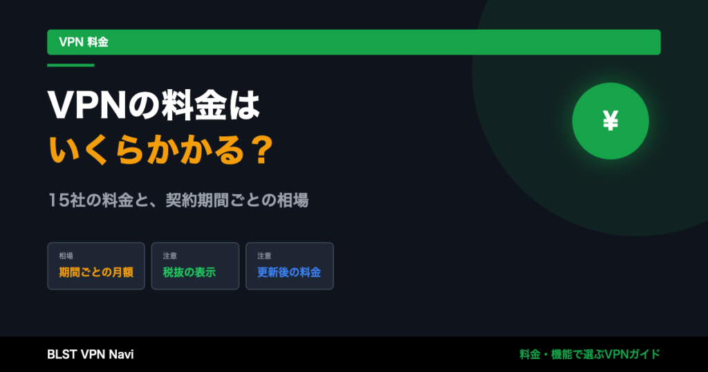 VPNの料金はいくら？15社の実額でみる相場と期間別の目安